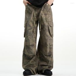 Men's Pants American Wasteland Style Casual Cargo Men High Street Hip Hop Loose Personality Trend Wide Leg