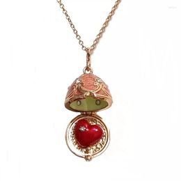 Pendant Necklaces Handmade Enamel Faberge Easter Egg Jewelry Necklace Antique Bronze Medallion Crystal Heart Inside Gift For Girls