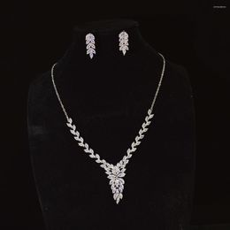 Necklace Earrings Set Wedding Bridal For Woman Cubic Zirconia Party CZ Earring Costume