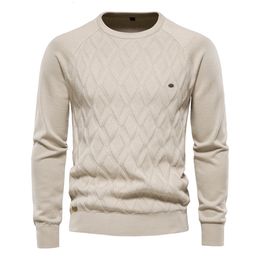 Men's Sweaters AIOPESON Argyle Basic Men Sweaters Solid Color O-neck Long sleeve Knitted Male Pullover Winter Fashion Warm Sweaters for Men 230803