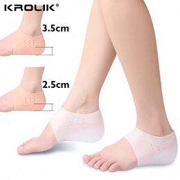 Shoe Parts Accessories 25cm 35cm Breathable Increase Height Silicone Gel Pads Heel Heightened Insole In Socks Relieve Plantar Fasciitis Foot Care 230802