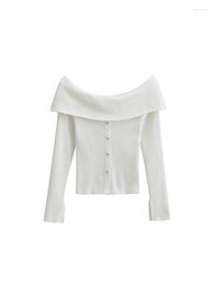 Women's Sweaters Nlzgmsj Sexy Plain Knitting For Women Slash Neck Long Sleeve Slimming Pullovers Female Fashion Clothes