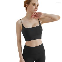 Yoga Outfit Antibom Lycra Spaghetti Strap Bra Female Outwear Slim Simple Vest With Cushion Fitness Sports Underwear