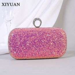 Evening Bags XIYUAN Pink Rhinestones Clutch Purse Women Bling Sequins Evening Bag Fashion Handbags Designer Party Bag Luxury Bags For Female 230803