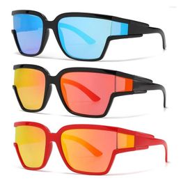 Sunglasses Wholesale -Selling Blue Steampunk Oversized Sport Sun Glasses Men Wrap Around Mirrored