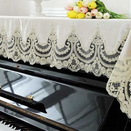 Dust Cover Piano Cover White Elegant Gold Velvet Modern Piano Cloth Table Embroidered Piano Covers European Lace Dustproof 73 Key Keyboard R230803