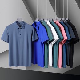 Men's T Shirts Summer Quick Drying Polo Shirt Men Traceless Ice Silk Causal Short Sleeve Basic Solid T-shirt Turn Down Collar Male Tops