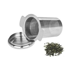 Reusable Stainless Steel Tea Infuser Basket Fine Mesh Strainer with 2 Handles Lid Tea and Coffee Philtres for Loose Tea Leaf