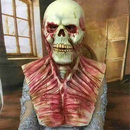 Party Masks Bloody Skull Mask Adult Latex Horror Mask Creepy Halloween Horror Skull Masks Party Holiday Costume Props L230803