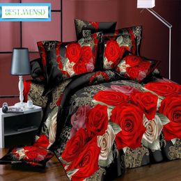 Bedding sets High Quality 3d Set Luxury Rose Flower tiger wolf King Size Duvet Cover Sheet Pillowcases Bed Clothes Adult Ropa De Cama 230802