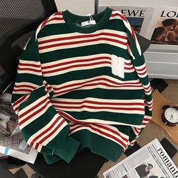 Men's Hoodies Sweatshirts Spring Autumn Cotton Striped Letter Sweater Women's Long Sleeves Round Neck Loose Tops Sweatshirt