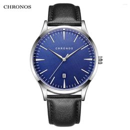 Wristwatches CHRONOS Men Quartz Watch Steel Bracelet Mesh Hook Buckle Strap Waterproof And Resistant Simple Male WristWatch CH27