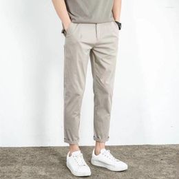 Men's Pants Summer Casual Men Cotton Solid Color Business Fashion Slim Fit Stretch Gray Thin Trousers Male Clothing