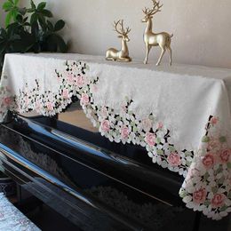 Dust Cover Retro Embroidered Piano Cover Stool Covers Home Piano Proof Dust Decor Cover Cloth Home Decor Flower Embroidery Piano Cloth R230803
