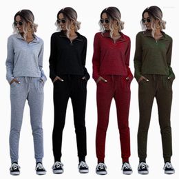 Women's Two Piece Pants 2023 Autumn Tracksuit Women Set Casual Solid Zipper Tops And Clothing Fitness Wear Fit For Woman Sports Suit XL