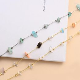 Choker ALLME Bohemia Irregular Candy Colour Natural Stone Thin Chain Pendant Necklace For Women Holiday Jewellery