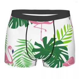 Underpants Fashion Boxer Cute Pink Flamingoes Palm Tree Leaves Shorts Panties Briefs Men Underwear Breathable For Male S-XXL