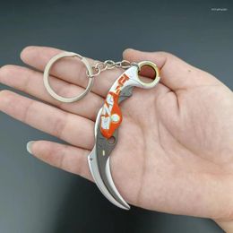 Keychains 8cm Valorant Melee Reaver Model Keychain For Men Game Peripheral Velocity Karambit Uncut Pendant Key Ring Fans Cos Jewellery Gift