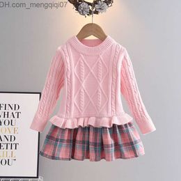 Girl's Dresses Men's Swimwear Autumn and Winter Long Sleeve Round Neck Girls' Fashion One Piece Dress Beautiful Princess Knitted Sweater Z230803