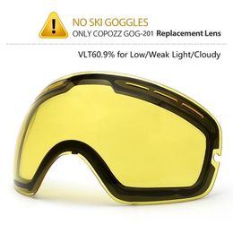 Ski Goggles COPOZZ Brand Original Brightening Lenses for Ski Goggles Night of Model GOG-201 Yellow Lens For Weak Light Tint Weather Cloudy 230802