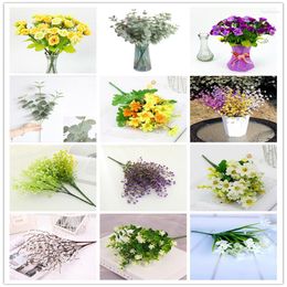 Decorative Flowers Artificial Flower Many Styles Branch Plant Beautiful Fake Green Leaf Great Home Office El Decoration Rose