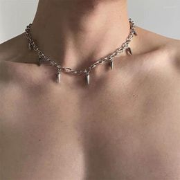 Chains European And American Necklace For Women Men HipHop Cone Rivets Clavicle Chain