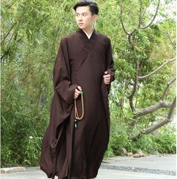 Ethnic Clothing 3 Colors Zen Buddhist Robe Lay Monk Meditation Gown Training Uniform Suit Clothes Set Buddhism Appliance