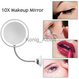 Compact Mirrors Adjustable Magnifying LED Light Suction Cup Bathroom Mirror LED Vanity Mirror 10X Makeup Mirror Cosmetic Mirror x0803