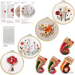 Chinese Style Products Embroidery Bamboo Hoop Flowers Plants Pattern DIY Cross Stitch set Punch Needle Art craft Painting Home Decoration R230803