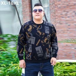 Men's Hoodies Pullover Sweatshirt Men Clothing Oversized Black White Sweater Spring Pattern Loose Plus Size 7XL 8XL 10XL O-Neck Clothes Tops