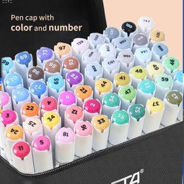 Markers 36486080Colors Dual Tip Art Pen Set Sketching Alcohol Based Oily For Artist Drawing Manga School Supplies 230803