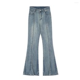 Men's Jeans Jiming Line Stitching Denim Flare American High Street Loose Wide Leg Trousers Trend Mop Pants 28812