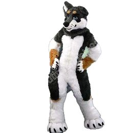 Black and White Husky Dog Wolf Fox Mascot Costume Cartoon Character Outfit Suit Halloween Party Outdoor Carnival Festival Fancy Dress for Men Women