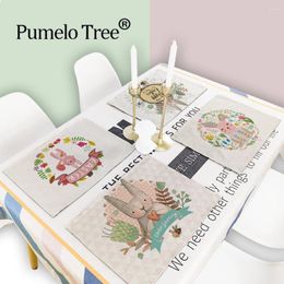 Table Runner 42x32cm Easter Placemat For Dining Cartoon Animal Happy Printed Kitchen Napkin Accessories Mats