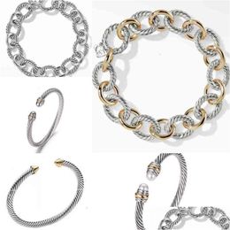 Bangle Jewellery Twisted Wire Bracelet Charm Gold Sliver Round Head Bracelets Women Fashion Versatile Platinum Plated Trend Drop Delive Dhsim