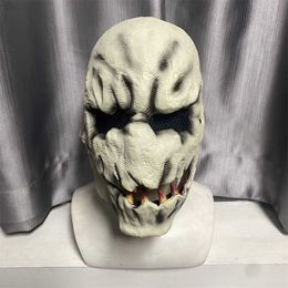 Party Masks Movable Jaw Scary Devil Latex Mask Creepy Monster Demon Halloween White Horror Devil Cosplay Props Headgear L230803