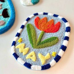 Chinese Style Products Punch Needle Coasters Embroidery Kits With Yarn DIY Floral Rug For Beginner Cross Stitch Rug Hooking Design Set