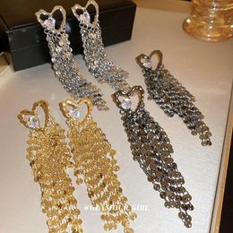 Dangle Earrings 1 Pair European And American Metal Design Sense Zircon Personalised Love Sequins Long Tassel