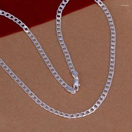 Chains 16-30inch Silver Color Necklace Exquisite Luxury Gorgeous Charm Fashion 4MM Chain Women Men Jewelry Stamped