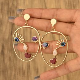 Stud Exaggerated Abstract Face Pendant Earrings For Women Niche Design Wild Girls Cocktail Party Gifts Jewellery Wholesale Direct Sales 230802