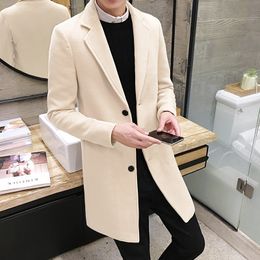 designer Male Handsome Autumn Business Wool Men Thick Blends Winter Overcoat Casual Coats Men's Warm Solid Outerwear Long Coat Trench windproof Fashion