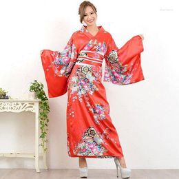 Ethnic Clothing Japanese Traditional Women Kimonos Girls Anime Performance Wear Flower Print Formal Bathrobes Cosplay Costume