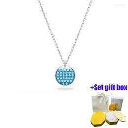 Chains Fashionable And Charming Sky Blue Circular Collarbone Chain Jewellery Necklace Suitable For Beautiful Women To Wear