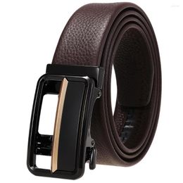 Belts Men's Leather Belt Business Formal TOP Cowhide Ratchet High Quality Metal Automatic Buckle For Man