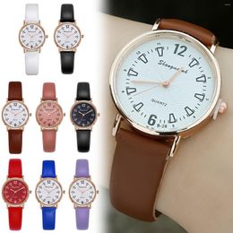 Wristwatches 2023 Women Fashion Minimalist Watches Round Wristwatch Date Week Display Leather Strap Ultra-Thin Business Casual Men