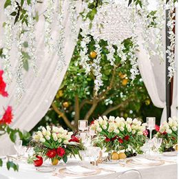 Decorative Flowers 12PCS Wisteria Artificial Hanging Ceiling Garland Vine Rattan String Silk Fake Flower For Home Garden Wedding Decoration