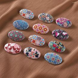 Brooches 3 Pcs/Set Printed Oval Safety Pins Hijab Clips Headscarf Shawl Scarf Lady Muslim Fixed Silk Buckle Random Colour