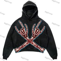 Mens Hoodies Sweatshirts European and American style skull print sweater street men women hiphop hooded loose top anime hoodie harajuku streetwear 230803