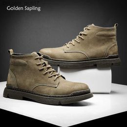 Boots Jinzhu Vintage Men's Boots Classic Casual Shoes Fashion Platform Footwear Comfortable Leather Military Casual Shoes Z230803