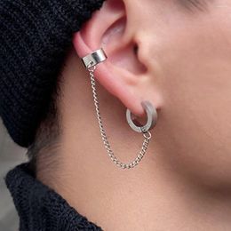 Backs Earrings Stainless Steel Ear Clip On For Men Women Punk Silver Colour Non Piercing Fake Hip Hop Party Gothic Jewellery